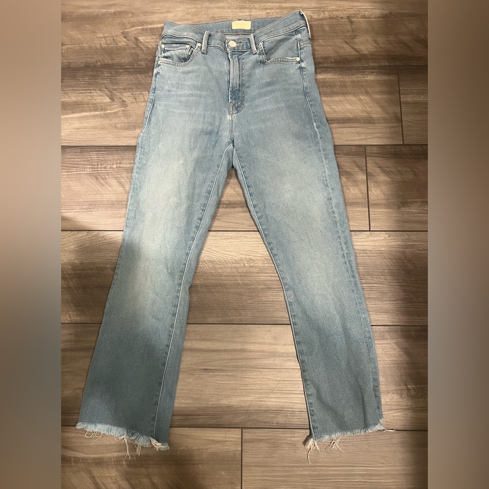 MOTHER Light Blue Frayed Hem Jeans